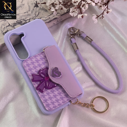 Tecno Spark 40 Pro Cover - Purple - New & Luxury Elegant Phone Case with Wallet Pocket & Shoulder Strap