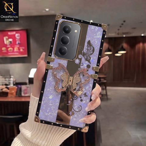 Xiaomi Redmi 15 - Purple - Luxury Shiny Rhinestone Butterfly Electroplated Square Trunk Soft Case