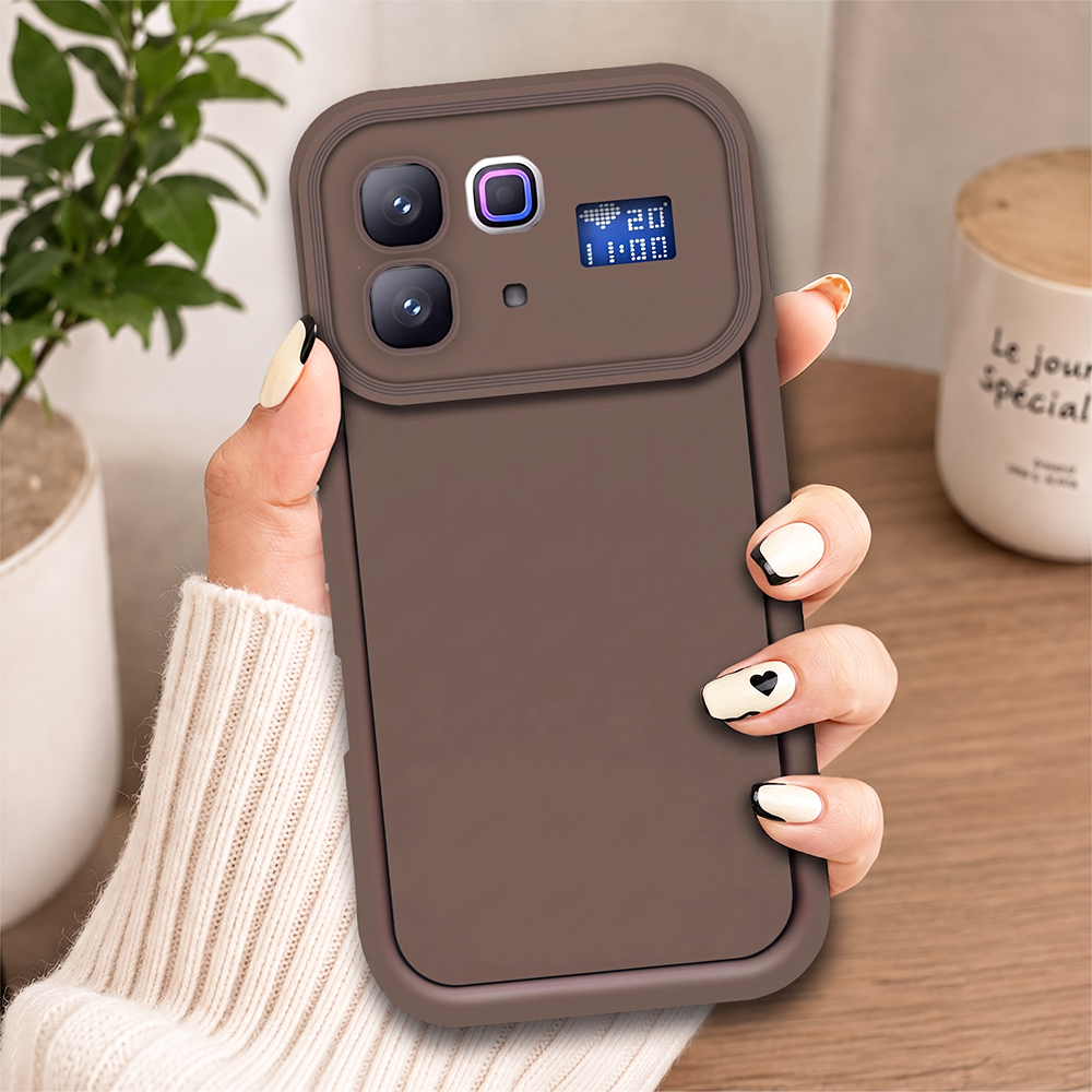Infinix Note 60 Pro Cover - Brown - Soft Silicone Case With Round Bumper Matte TPU Shockproof Cover