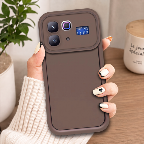 Infinix Note 60 Pro Cover - Brown - Soft Silicone Case With Round Bumper Matte TPU Shockproof Cover