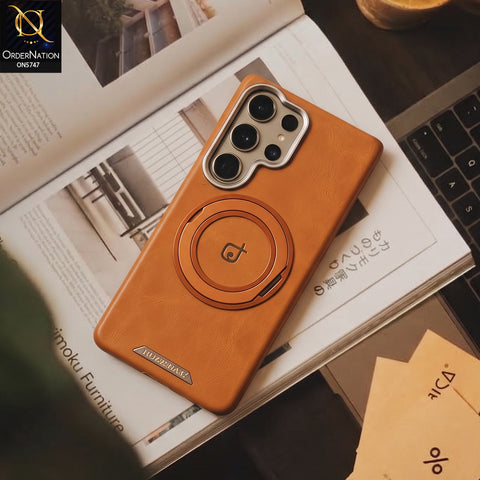 Samsung Galaxy S26 Ultra Cover -  Brown - New Premium RIMBMAX High Quality Leather Textured  Case With KickStand Soft Case