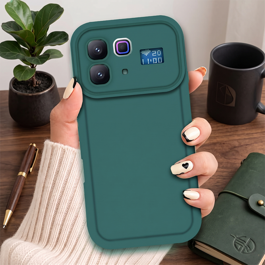 Infinix Note 60 Pro Cover - Dark Green - Soft Silicone Case With Round Bumper Matte TPU Shockproof Cover