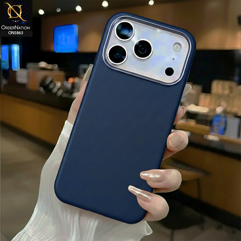 iPhone 17 Pro Max Cover - Blue - New Premium -X-LEVEL-SKIN FEEL BETTER ENJOYMENT- Leather Texture Design PVC Case With Meatel Camra Bumper
