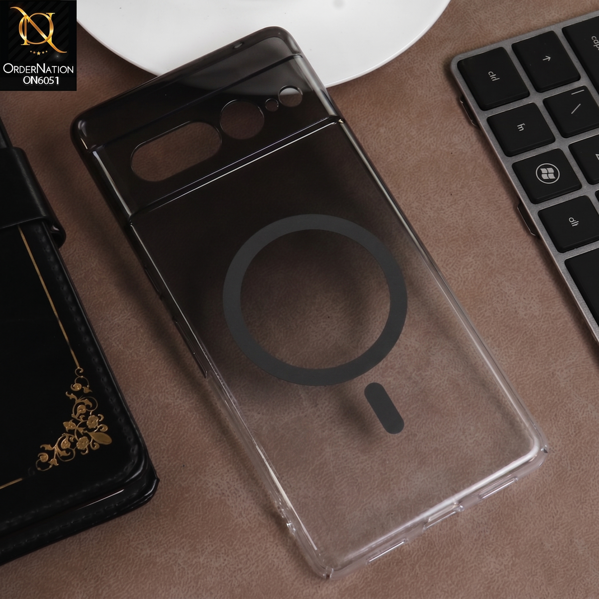 Google Pixel 7 Pro Cover - Black -  New Gradient Crystal Clear MagSafe Phone Case – Luxury Semi-Transparent Cover