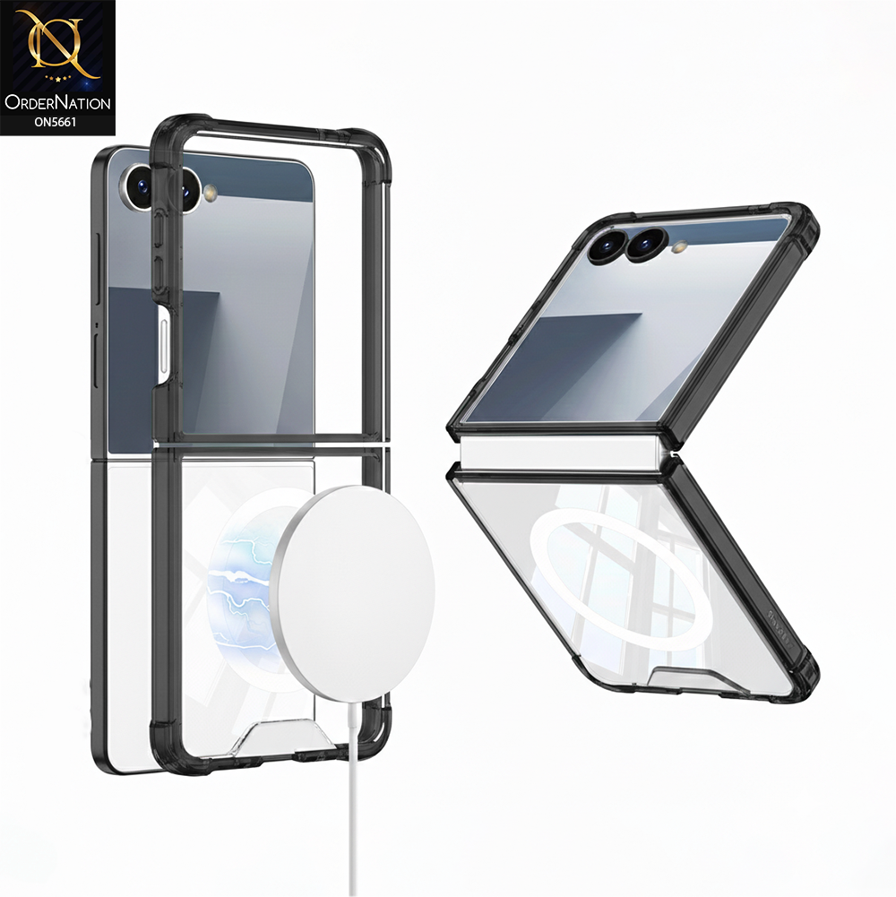 Samsung Galaxy Z Flip 7 Cover - Black - New Slim Airbag Back Screen Glass Protector Case With MagSafe Designed By GKK