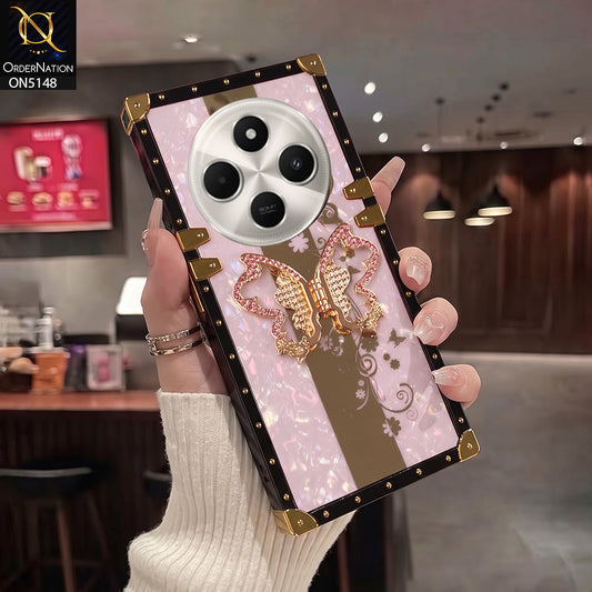 Xiaomi Redmi A4 Cover - Purple - Luxury Shiny Rhinestone Butterfly Electroplated Square Trunk Soft Case