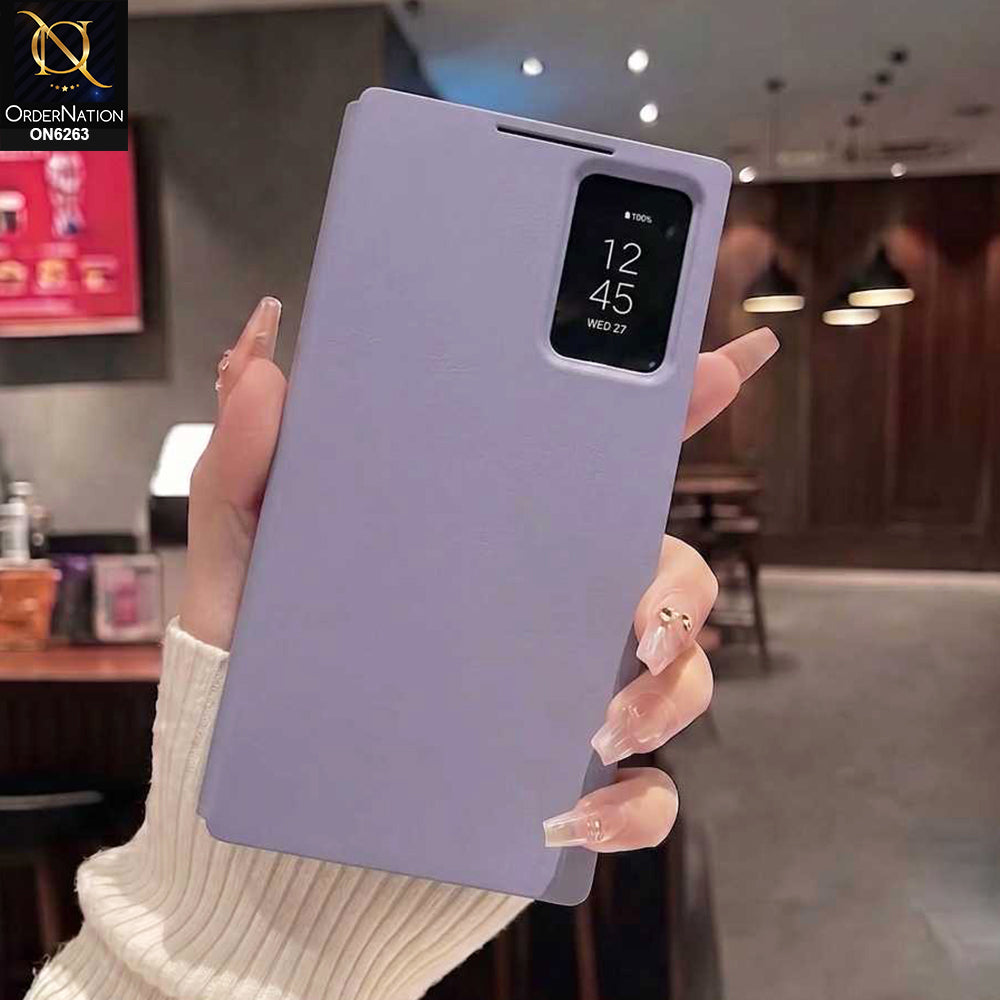 Samsung Galaxy Z Fold 8 Ultra Cover - Light Purple - New Business Style Leather Flip Cover Case with Transparent View Window