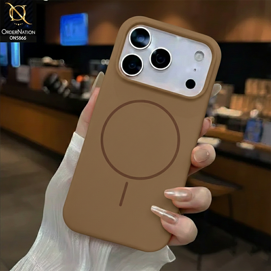 iPhone 17 Pro Max Cover - Brown - New X-LEVEL - Classic Fluid Skin Collection - Soft Bordered Case Trendy Magsafe Magnetic Hard Shell Case