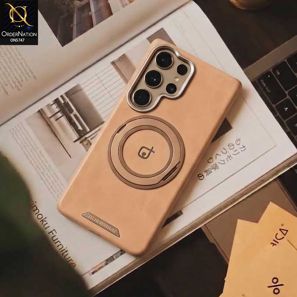 Samsung Galaxy S26 Ultra Cover -  Golden - New Premium RIMBMAX High Quality Leather TextuGolden  Case With KickStand Soft Case