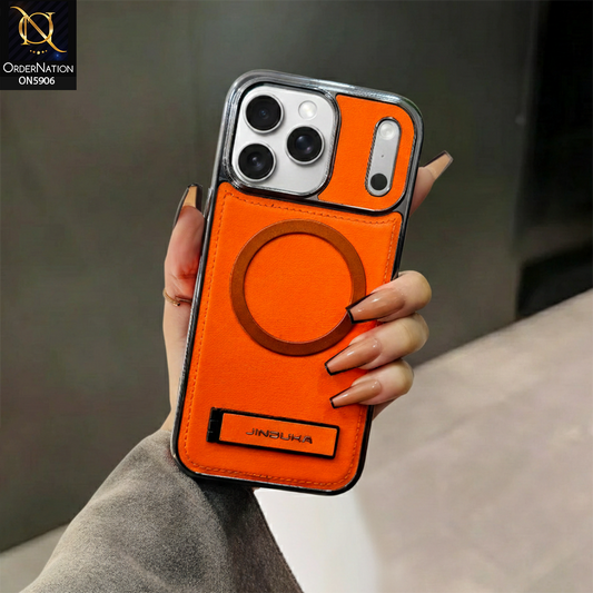 iPhone 17 Pro Max Cover - Orange - JINDUKA - New High Grade Quality Leather Textured Case with magsafe and Kickstand
