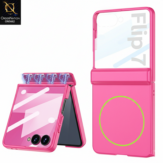 Samsung Galaxy Z Flip 7 Cover - Red -  New Premium Ultra Thin Pc WIth Contrast Color And Built-in MagSafe Designed By GKK