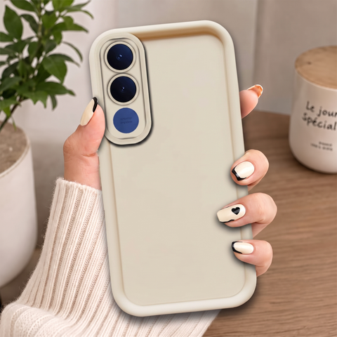 Vivo V70 FE Cover - Off White - Soft Silicone Case With Round Bumper Matte TPU Shockproof Cover