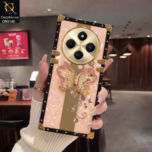 Xiaomi Redmi A4 Cover - Rose Gold - Luxury Shiny Rhinestone Butterfly Electroplated Square Trunk Soft Case