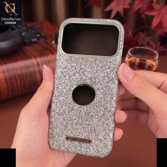 iPhone 17 Pro Max - White - New Rimbmax Premium Rhinestone Sparkle Back Cover with Metallic Camera Protection
