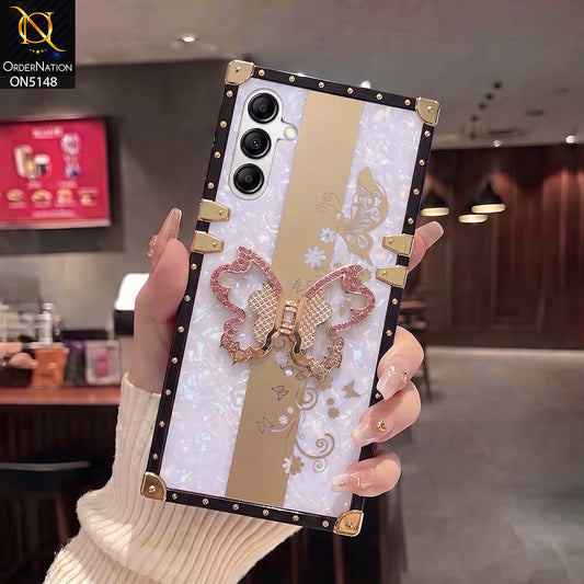 Samsung Galaxy A14 Cover - Purple - Luxury Shiny Rhinestone Butterfly Electroplated Square Trunk Soft Case