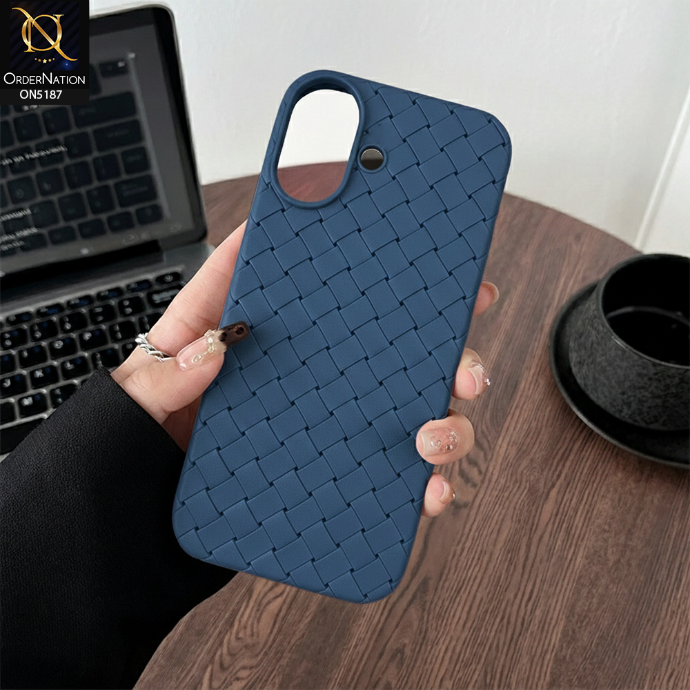 iPhone 17 Cover - Blue - New Woven Design Leather Feel Soft TPU Case