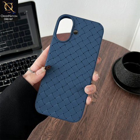 iPhone 17 Cover - Blue - New Woven Design Leather Feel Soft TPU Case