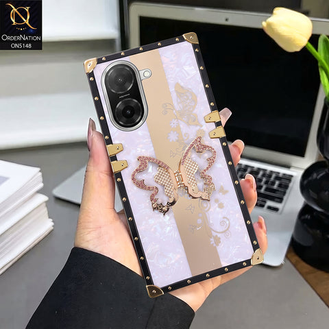 Xiaomi Redmi A5 4G Cover - Purple - Luxury Shiny Rhinestone Butterfly Electroplated Square Trunk Soft Case