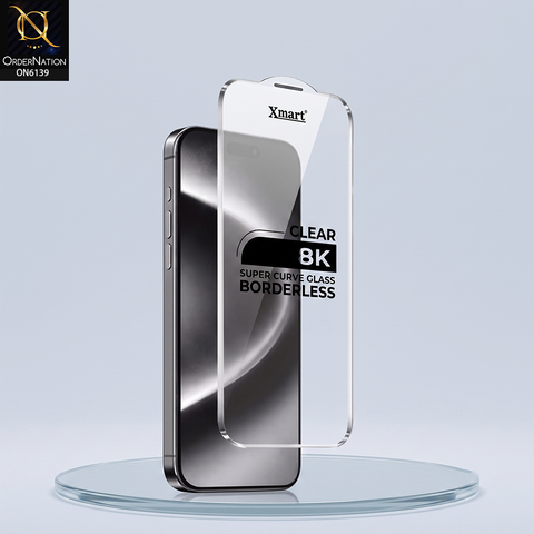 iPhone 15 Plus Protector - Transparent - Xmart 8K Tempered Glass Anti Static Screen Protector With Curved Clear Screen Film
