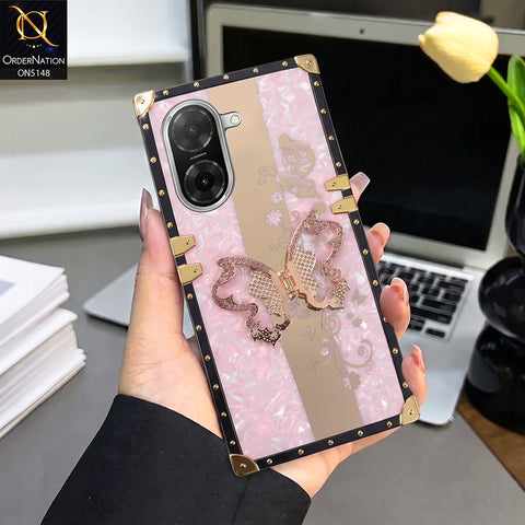 Xiaomi Redmi A5 4G Cover - Pink - Luxury Shiny Rhinestone Butterfly Electroplated Square Trunk Soft Case