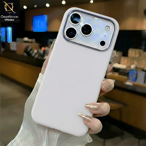 iPhone 17 Pro Max Cover - White - New Premium -X-LEVEL-SKIN FEEL BETTER ENJOYMENT- Leather Texture Design PVC Case With Meatel Camra Bumper
