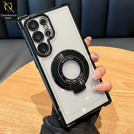 Samsung Galaxy S25 Ultra Cover - Black - New Premnium Quality Clear Electroplated Stand Protective Case