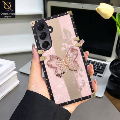 Samsung Galaxy A16 5G Cover - Rose Gold - Luxury Shiny Rhinestone Butterfly Electroplated Square Trunk Soft Case