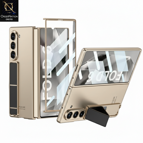 Samsung Galaxy Z Fold 7 Cover - Golden - New Premium Quality Pc Shell With Strap For Holding Options Designed By GKK