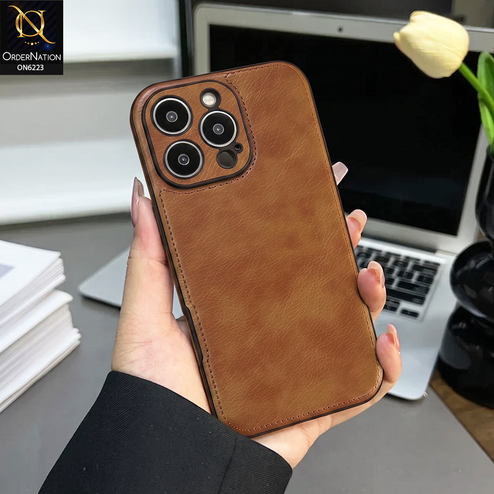iPhone 14 Pro Max Cover -  Brown - New JINDUKA Premium Vintage Leather Case Protective Back Cover