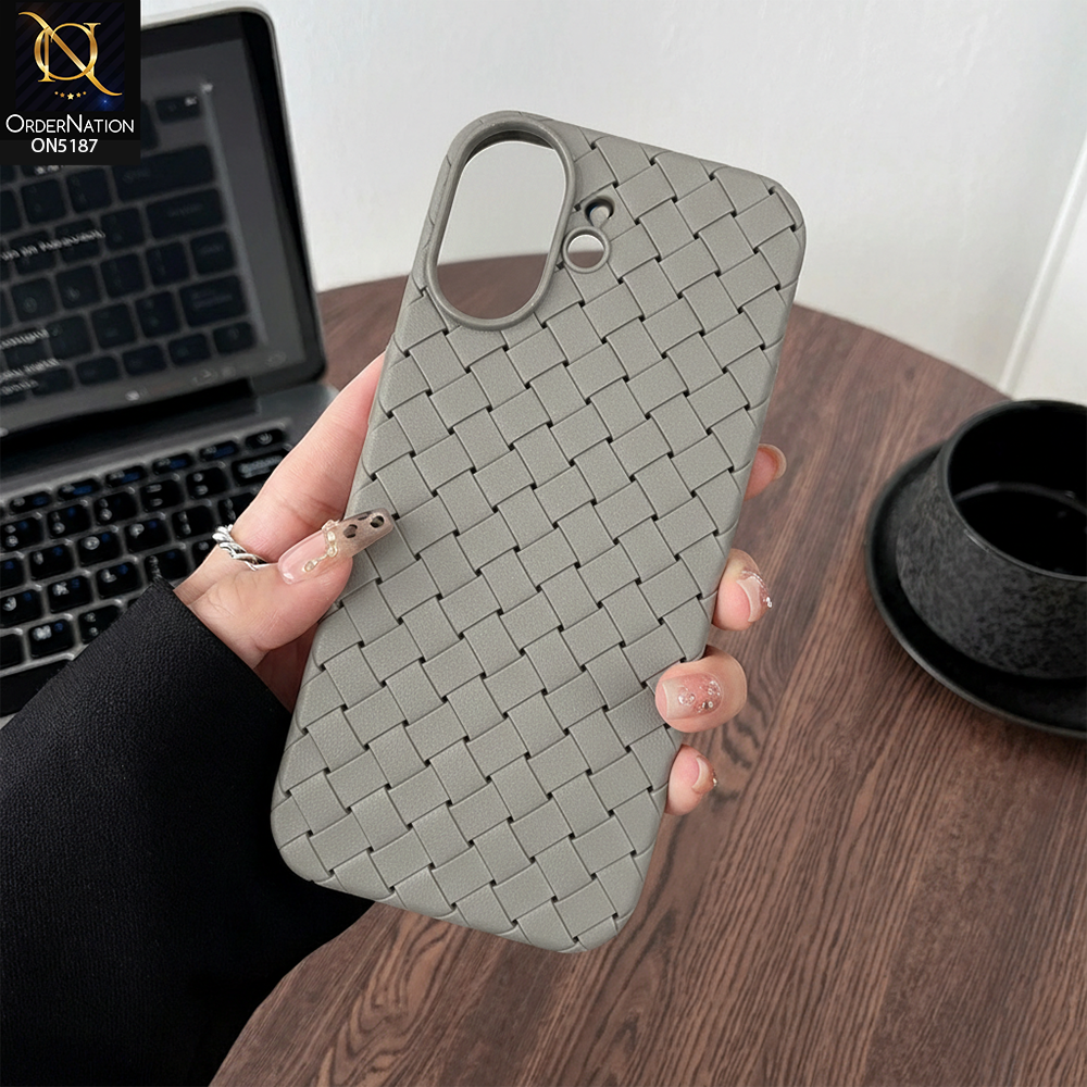 iPhone 17 Cover - Gray - New Woven Design Leather Feel Soft TPU Case