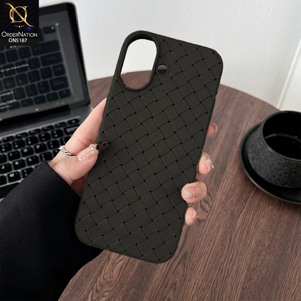 iPhone 17 Cover - Black - New Woven Design Leather Feel Soft TPU Case