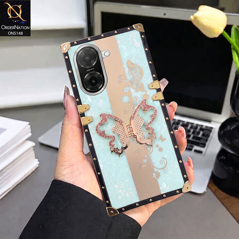 Xiaomi Redmi A5 4G Cover - Aqua - Luxury Shiny Rhinestone Butterfly Electroplated Square Trunk Soft Case