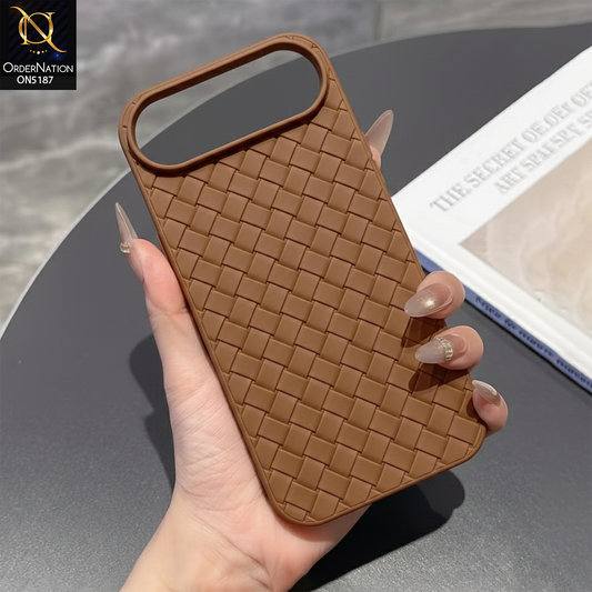 iPhone 17 Air Cover - Brown - New Woven Design Leather Feel Soft TPU Case