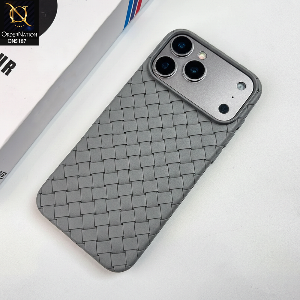 iPhone 17 Pro Max Cover - Gray - New Woven Design Leather Feel Soft TPU Case