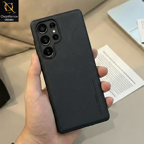 Samsung Galaxy S25 Ultra Cover - Black - New X-LEVEL- Earl III Series - Case Business Plain Leather Anti-drop Non-slip Slim Case
