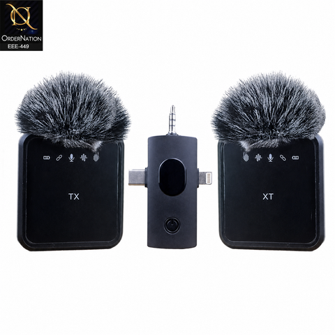 MW8 Wireless Live Microphone for Vlogging, Interviews & Content Creation With Type C & Lightning & 3.5 MM Audio Adapter