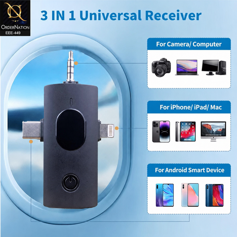 MW8 Wireless Live Microphone for Vlogging, Interviews & Content Creation With Type C & Lightning & 3.5 MM Audio Adapter