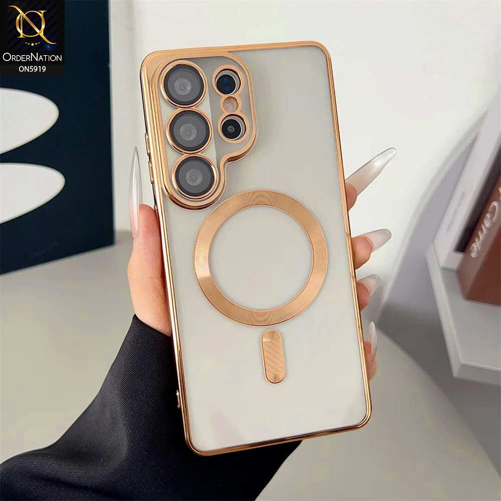 Samsung Galaxy S26 Ultra Cover - Golden - New X-LEVEL-Magnet Dazzling Colour-Magnetic Clear TPU Case with Metallic Frame