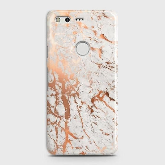 Google Pixel Cover - In Chic Rose Gold Chrome Style Printed Hard Case with Life Time Colors Guarantee ( Fast Delivery )