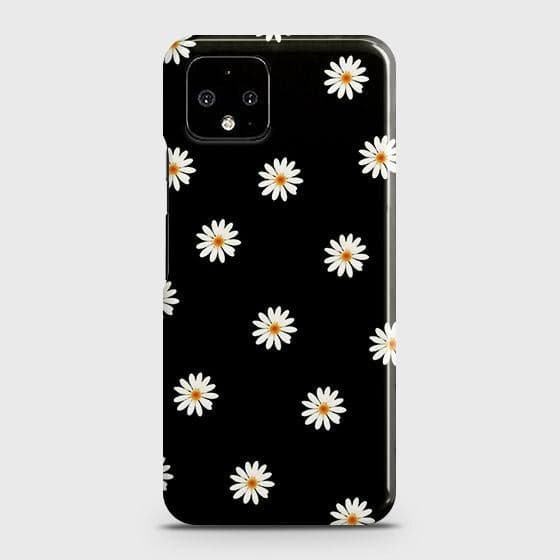 Google Pixel 4 Cover - Matte Finish - White Bloom Flowers with Black Background Printed Hard Case with Life Time Colors Guarantee (Fast Delivery)