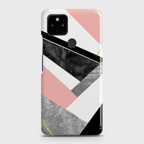 Google Pixel 5 Cover - Matte Finish - Geometric Luxe Marble Trendy Printed Hard Case with Life Time Colors Guarantee ( Fast Delivery )