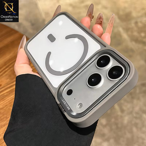 iPhone 17 Pro Max Cover - Gray - Premium Magnetic Transparent Phone Case with Built-in Camera Lens Protector