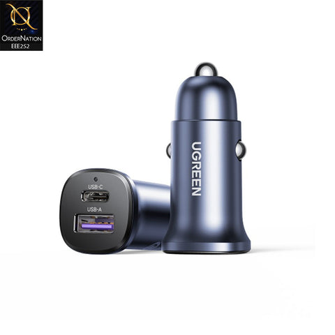 UGREEN - 45278 30W  Fast Car Charger Adapter Dual Interface High Quality Charger - Gray