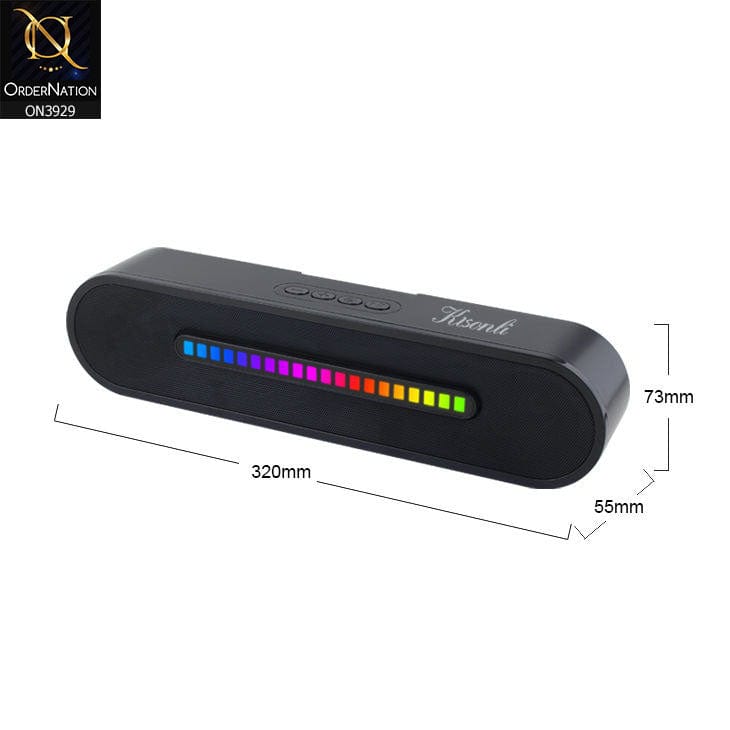 Kisonli LED-916 Soundbar Hifi Music Stereo Music Box New Super Bass Bluetooth Speaker With Led RGB Light - Black