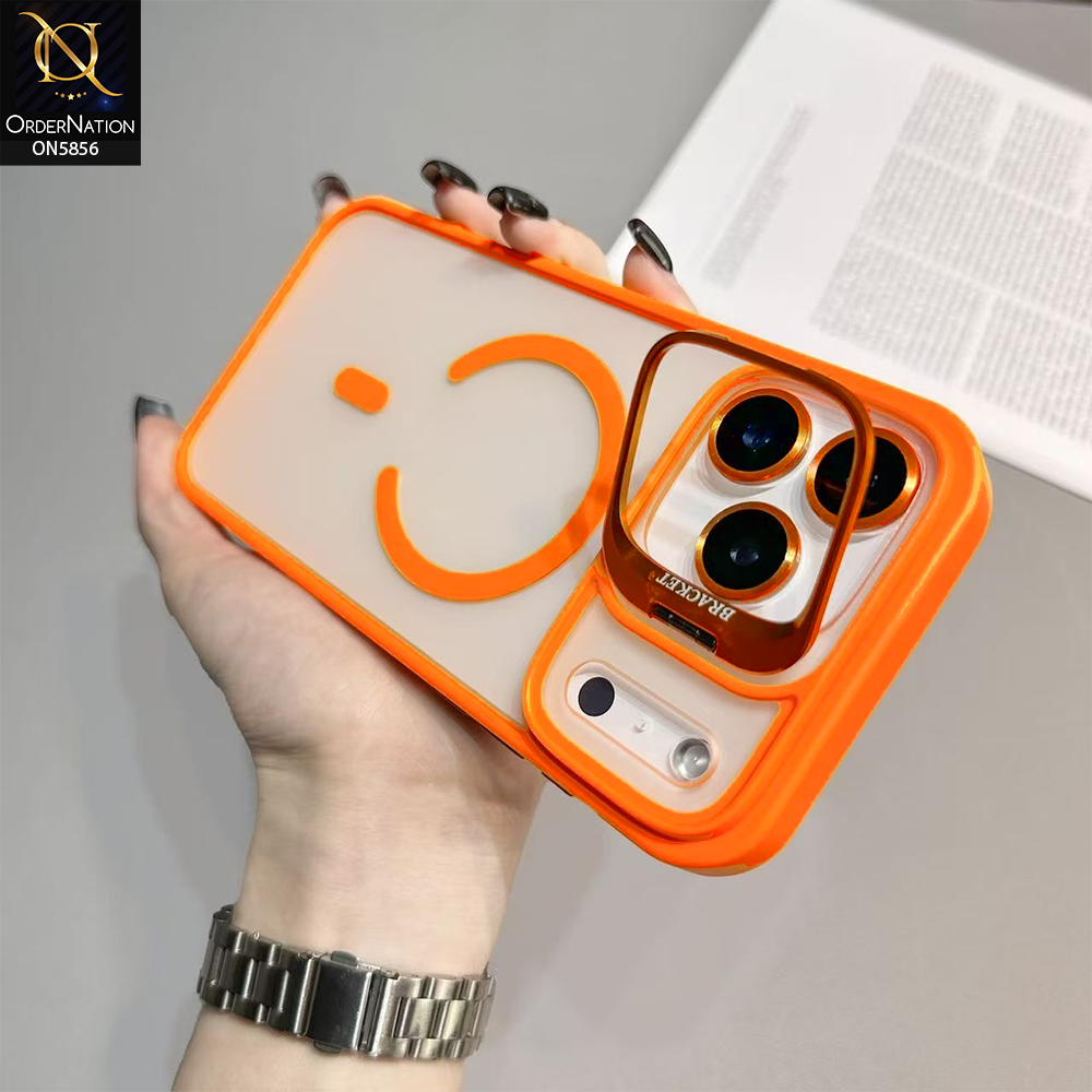 iPhone 17 Pro Cover - Orange - New premium Magsafe Transparent Camra Lense Protector With Lens