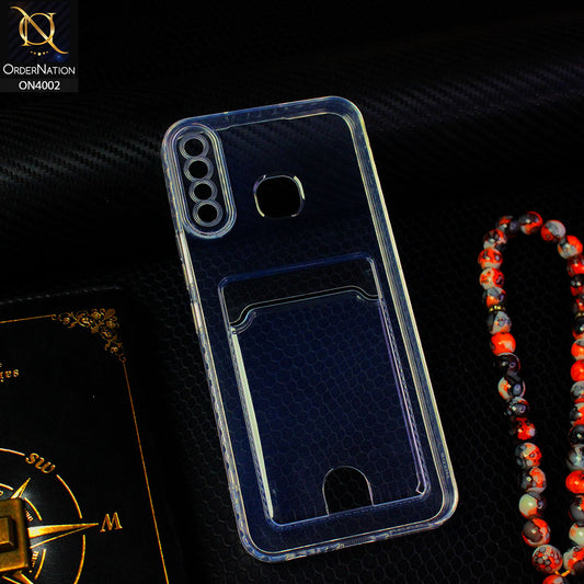 Infinix Hot 8 Cover - Transparent - Soft 4D Design Smart Pocket Card Holder Transparent Clear Soft Case