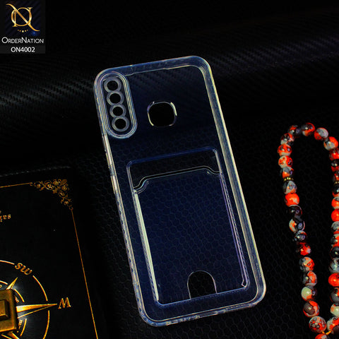 Infinix Hot 8 Cover - Transparent - Soft 4D Design Smart Pocket Card Holder Transparent Clear Soft Case