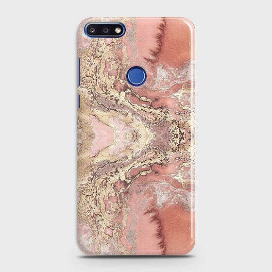 Huawei Honor 7C Cover - Trendy Chic Rose Gold Marble Printed Hard Case with Life Time Colors Guarantee ( Fast Delivery )