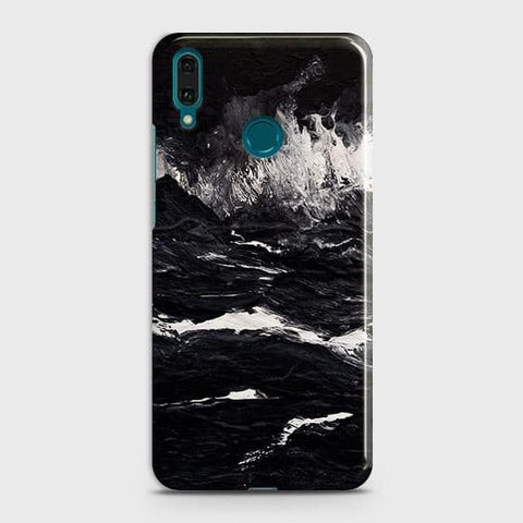 Huawei Y7 2019 Cover - Black Ocean Marble Trendy Printed Hard Case with Life Time Colors Guarantee (b40) ( Fast Delivery )