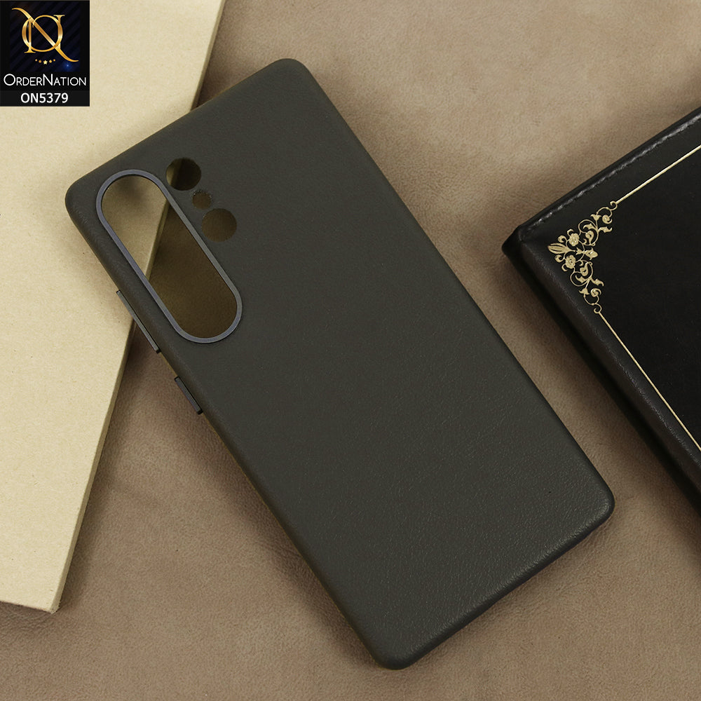 Samsung Galaxy S25 Ultra Cover - Dark Gray - Premium Kindsuit Leather Case With Metal Camera Ring Borders